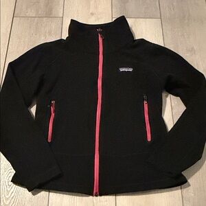 GUC Patagonia Women's Black Fleece Jacket with Pink Accents size S
